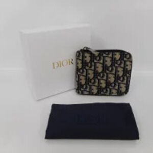 Christian Dior Zip Wallet Oblique Jacquard Navy Blue
